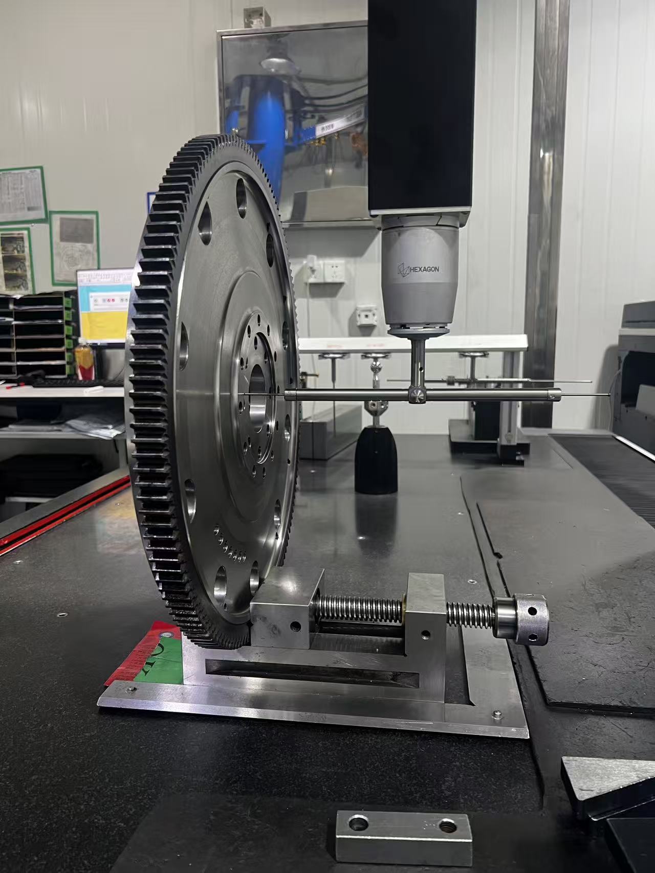 CMM measurement of a machined flywheel